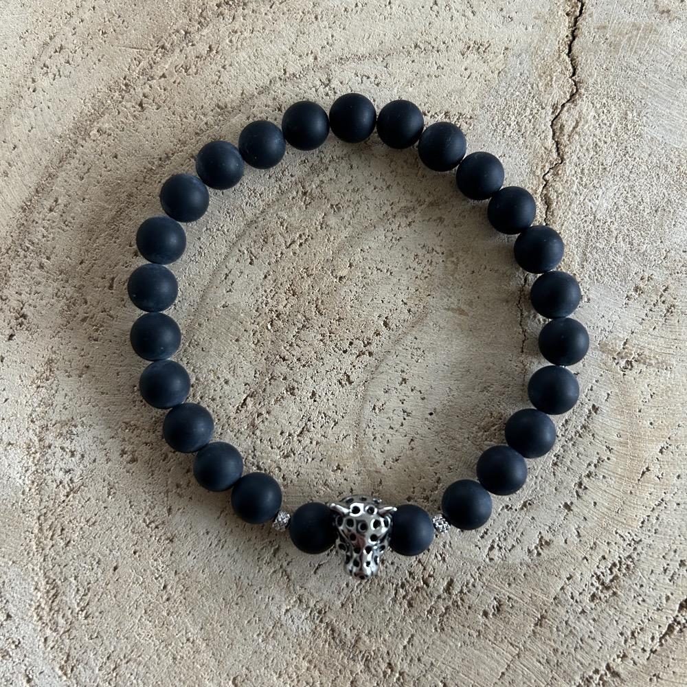Bracelet Homme En Pierre Naturelle – Onyx Noir Ou Œil De Tigre, Longueur Ajustable 19+3 Cm