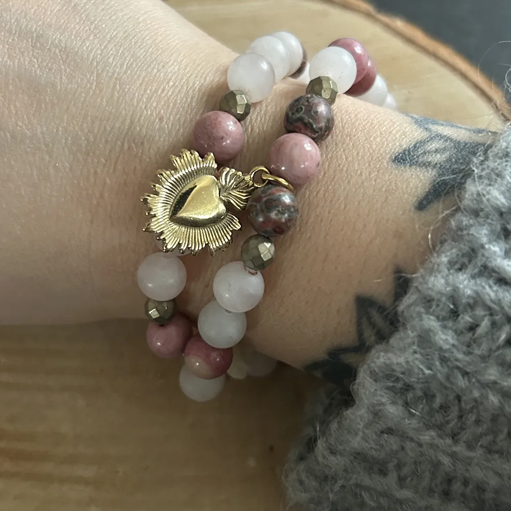 Bracelet Quartz rose et Rhodonite en Pierres Naturelles Qualité AAA